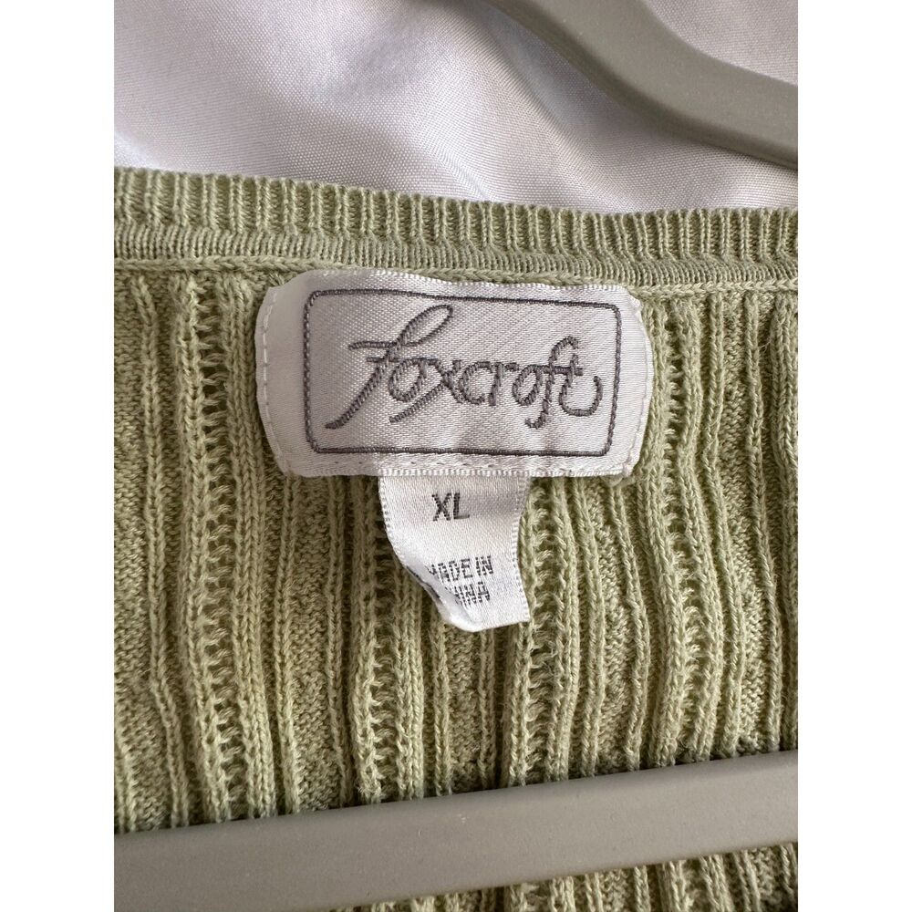 Foxcroft Green Supima Cotton Sweater Vest Cable Knit Women’s XL Sleeveless Top - Picture 4 of 6